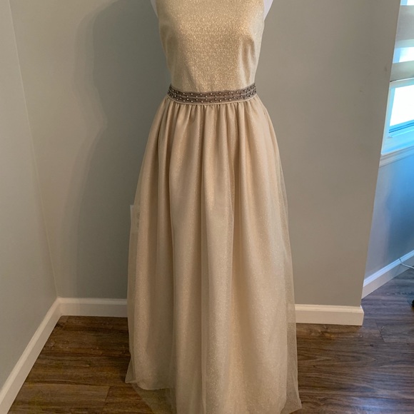 Beautiful soft gold designer gown.